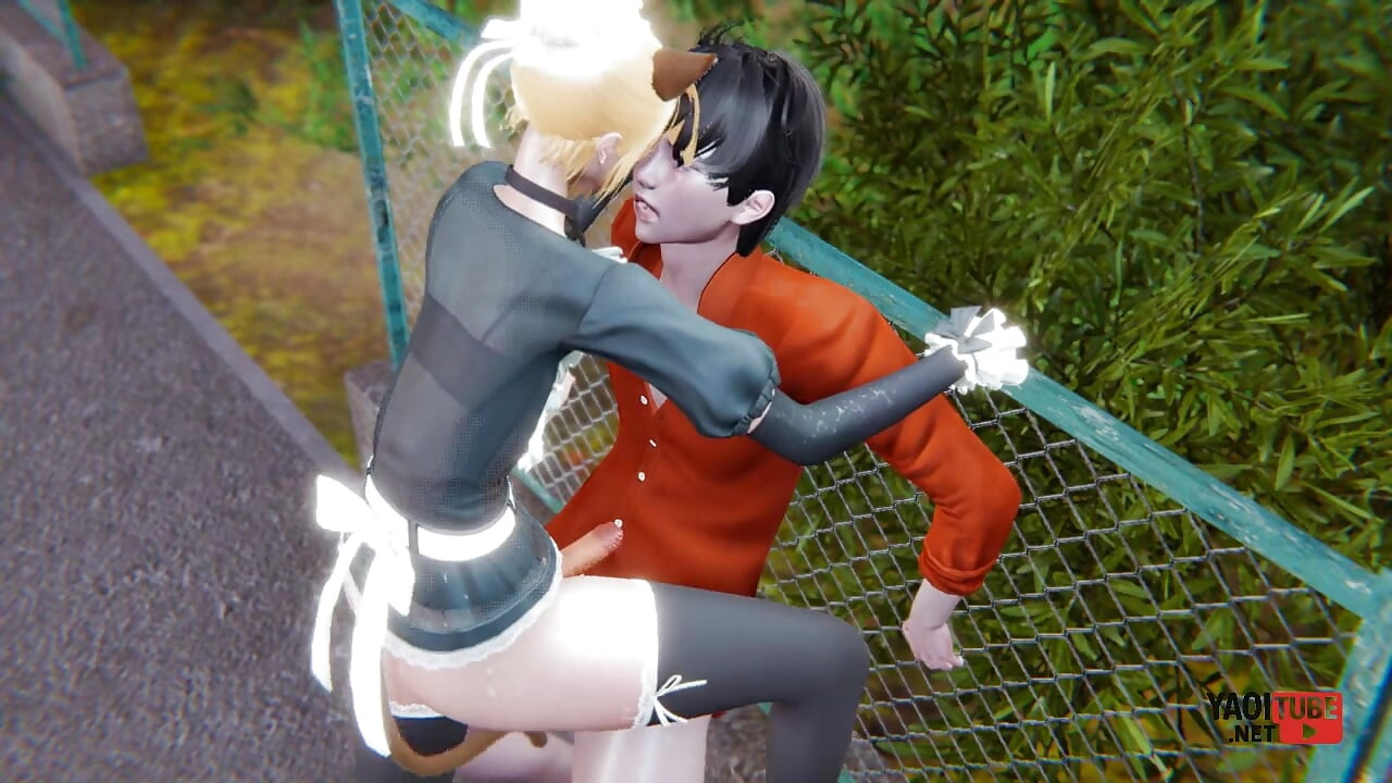 Yaoi - सेक्सी कैट नौकरानी फेमबॉय की सार्वजनिक रूप से चुदाई