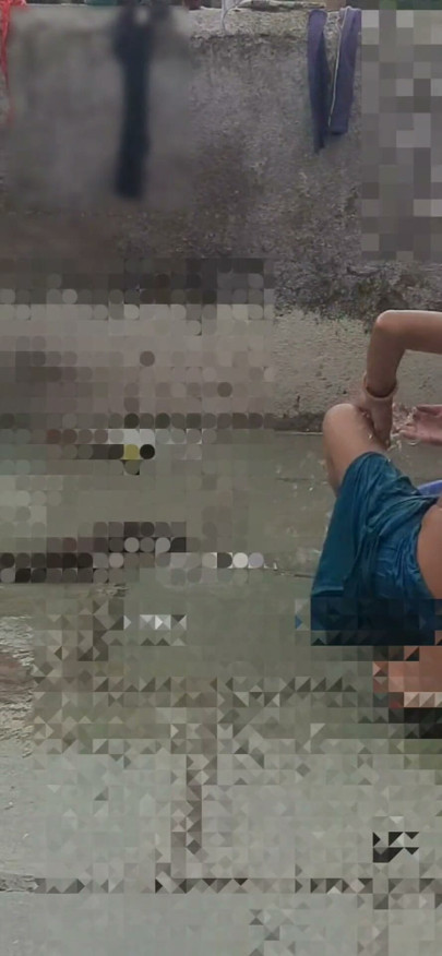 StepAunt's girl stepsister seen bathing in the open in the village Part 3 | Clip 1