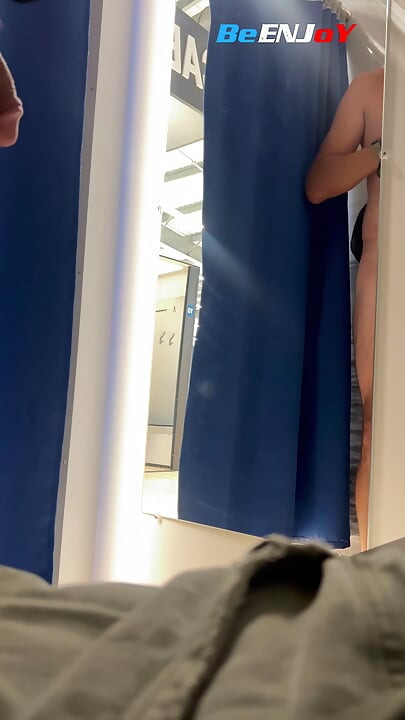 BeENJoY - 2nd very risky video in the booth- grabs twice while jerking off and I open the curtain 3 times completely naked