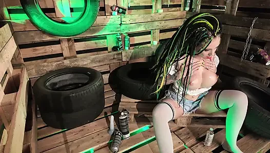 Oil tease on my big ass and tits