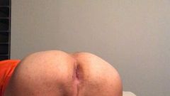 Orange top bubble butt flex and masturbate Shemale bottom