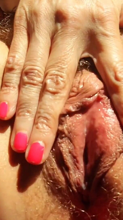 Memorable moment from "Closeup hairy huge pussy and long labia rubs her big clit and cums for you"