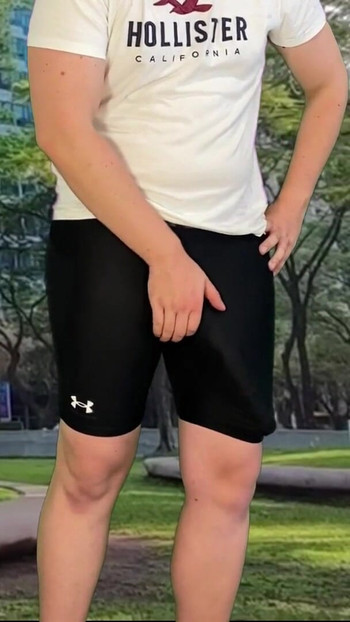Key moment from "Monster cock cyclist public dick flash cum in tight pants"