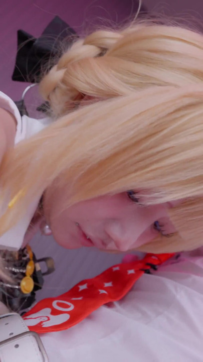 ZZZ-Cute big boobs girl Aku and Aroma cosplay Evelyn & Sunna blowjob and pegging | Clip 1