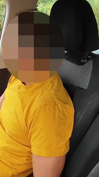 Captivating moment from "Dick Flash! Cute girl gives me a blowjob in the public parking lot after seeing my big cock -"