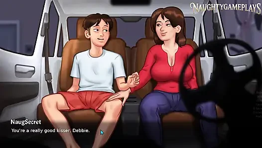 Summertime Saga Part 50 By DarkCookie, Horny busty milf strokes and rubs big cock, 3D Game