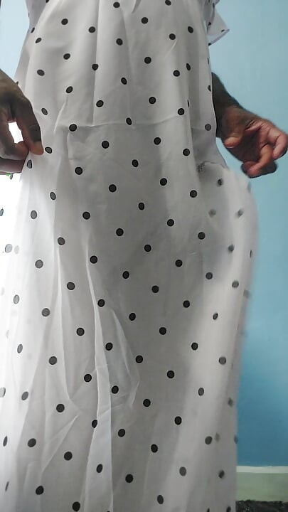 Boy masturbating wearing a Silk Seethrough Wet Pink polka dots Gawun