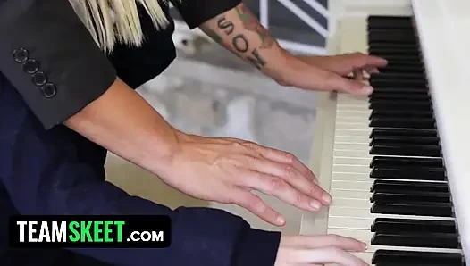 Petite naughty blonde girl Sammie Daniels needs dick stimulation to work hard on her piano skills