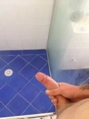 big cock jacking off huge cumshot in shower