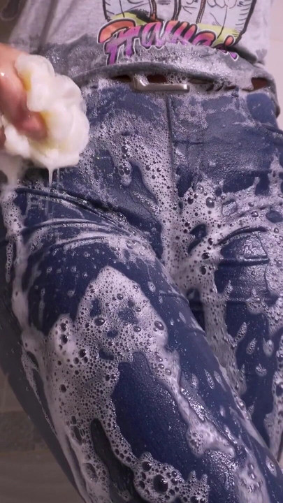 Girl Teases Wet Camel Toe In Blue Jeans | Clip 2