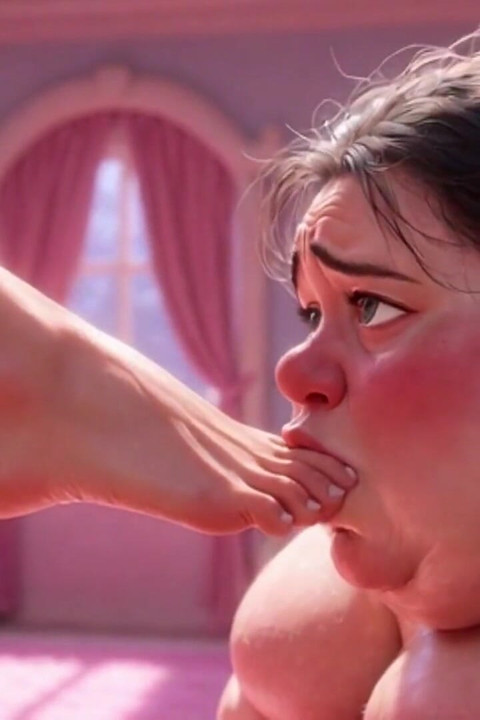 Ugly Fat SSBBW Humiliated Licking Beautiful Woman's Feet
