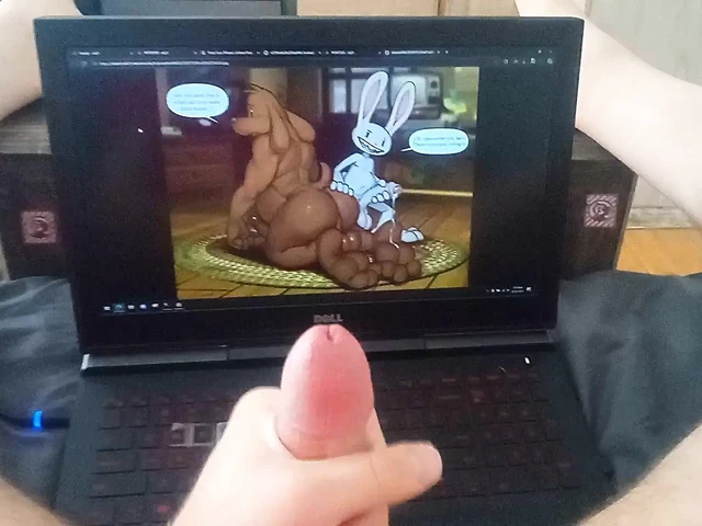 Gooning to Sam and Max Yiffing - SLOW MO CUMSHOT
