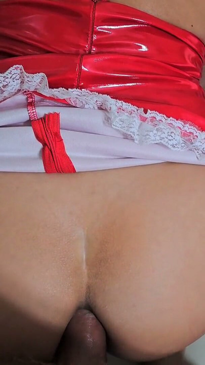 Asian Girlfriend in Red Latex Skirt Did Not Wear Panties Again and Seduced for Sex in All Her Holes | Clip 2