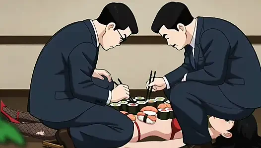 Gadis sushi: pria kaya lagi asik jilat tubuh bahenol pelacur ini sebelum ngentot memeknya habis-habisan