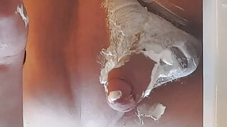Shaving with cumshot
