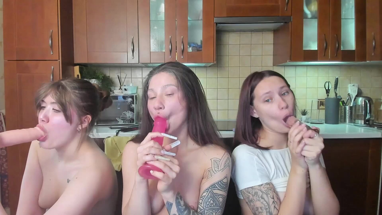 The three of them sensually suck three dicks and try like a man