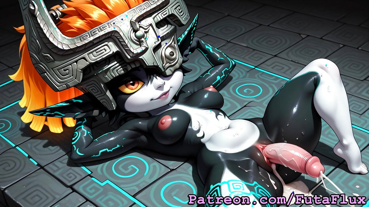 Futanari Midna from Zelda - Masturbating, Cumshots, Self sucking