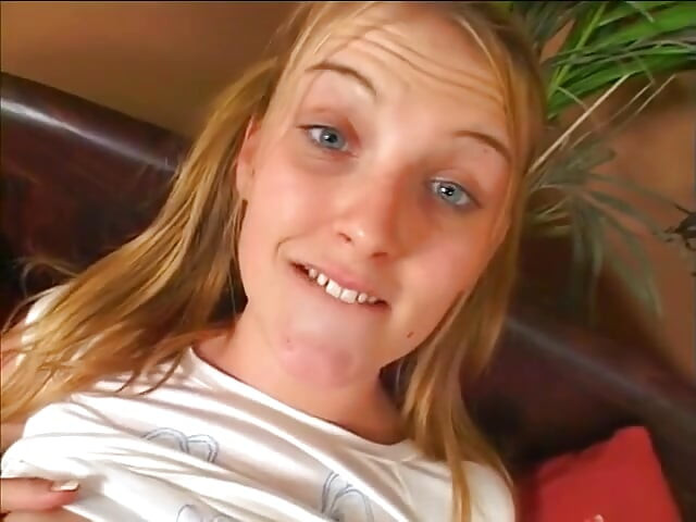 Foxy blonde giving an endearing blowjob after fingering her cunt