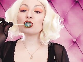 Asmr-video: lippenstift, mesh-handschoenen en lolly (Arya Grander)