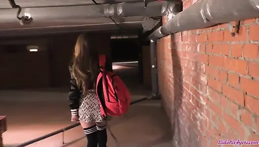 Student smoking in abandoned house sucking dick stranger and fucking