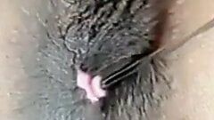 Enjoying intense orgasm with my tiny dildo on hairy pussy