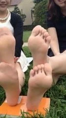 Bare Feet and Pantyhose Asian girls show Feet