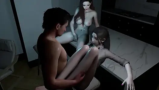 Seks threesome hot di malam hari