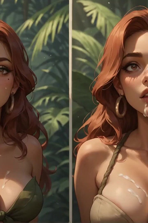 Jungle Goddess: Four Penises Drench Her in Creamy Cum
