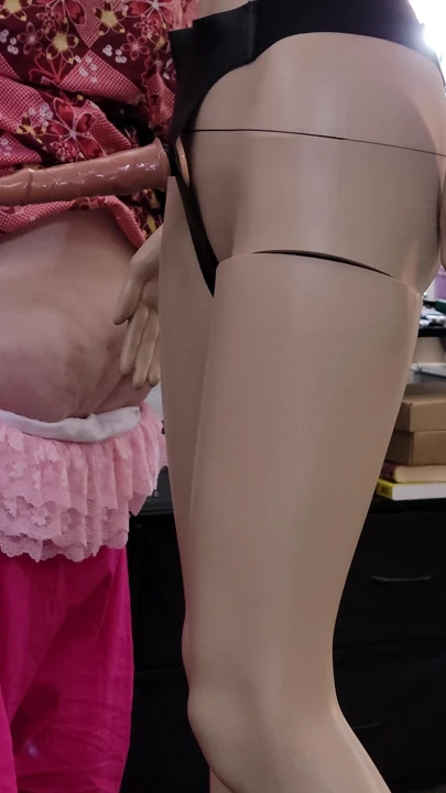 Molly is doing more cock worship with a Mannequin strapped with a dildo | Clip 1