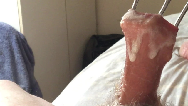 A big cumshot in foreskin !