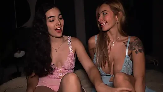 Scissoring with my busty best friend - we fucked in front of my husband