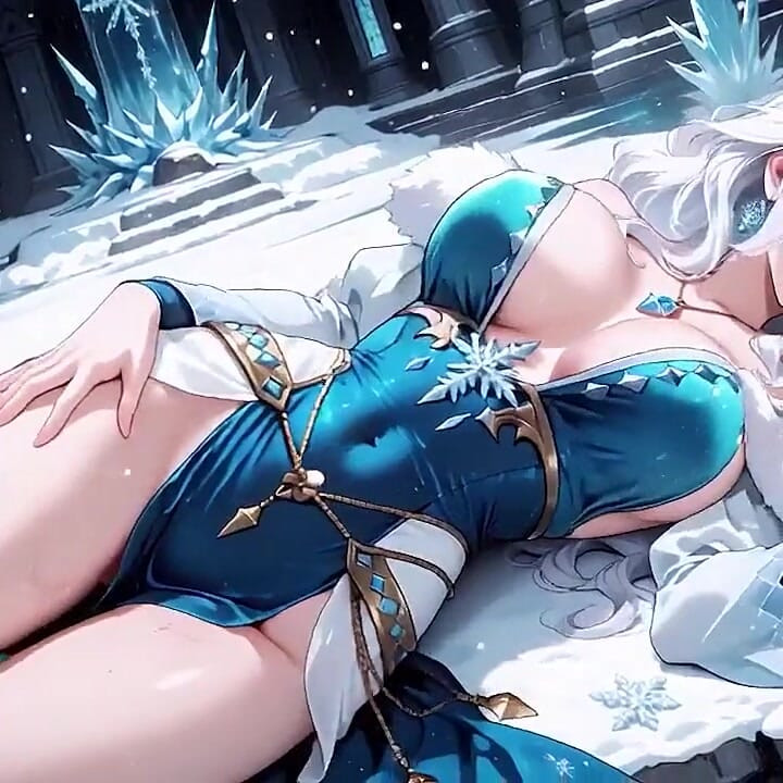 Silver-haired Ice Mage in a Crystal Hall! Casting Magic While Looking Effortlessly Cold, yet Her Lips Are Trembling