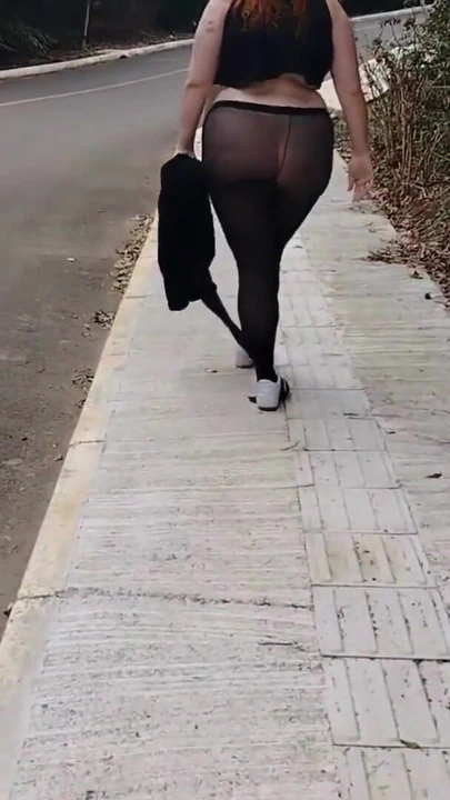 Jaw-dropping moment from "My stepmother in transparent pants without panties showing off on the street."