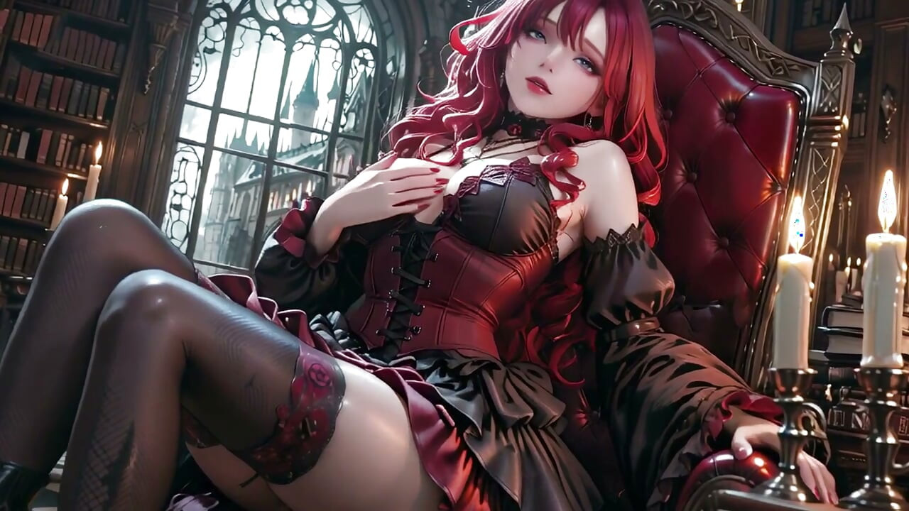 Redhead Gothic Muse: Pertemuan Terlarang di Pemakaman Gelap.