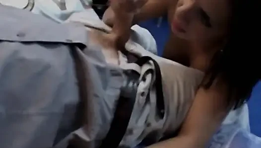 A teen sucks two old perverts