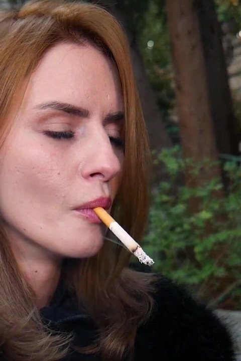 Absolutely Stunning Lady Is Smoking 120mm Saratoga Cigarette in the Park