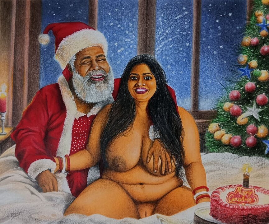 Desi Huge Boobs Bhabi Secretly Fucking with Naughty Santa on the Christmas Eve