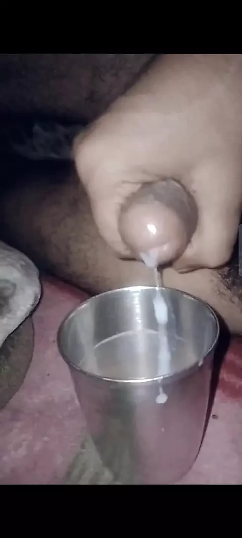 American straight hard dick jerking off Cumshot in glass