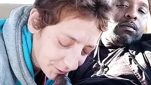 Dirty street whore is drinking my cum for breakfast. MILF