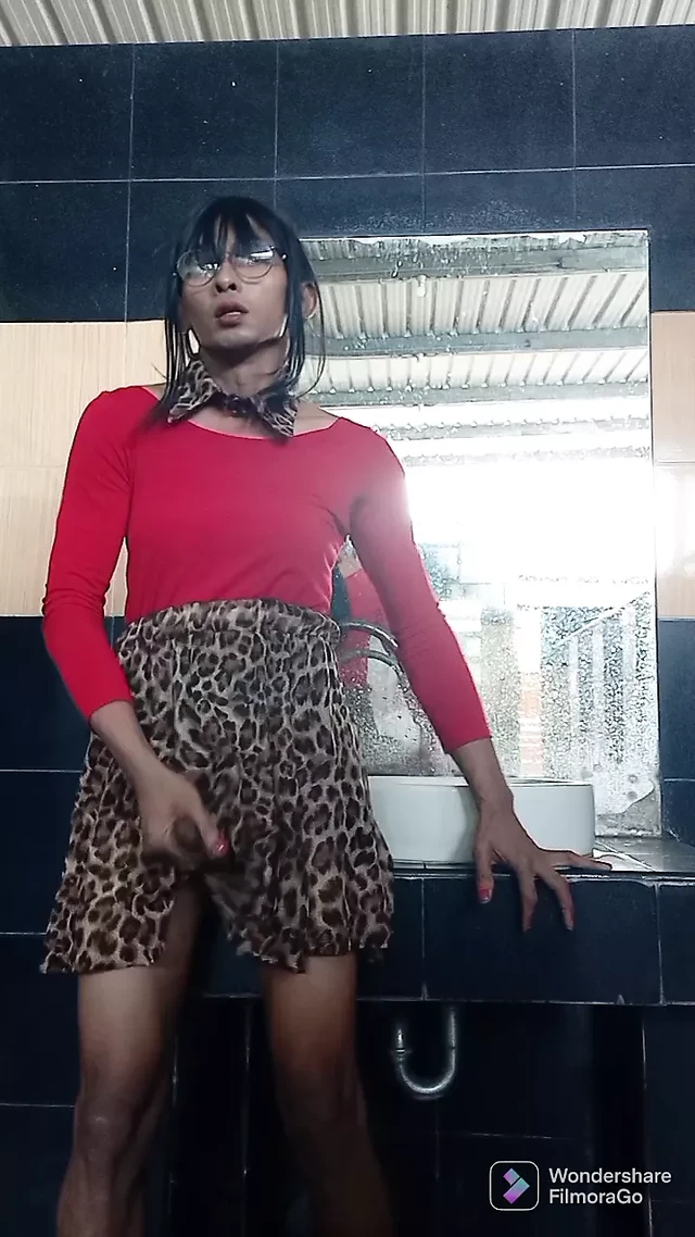 Riding a dildo in a public restroom