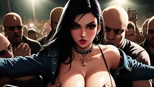 Büyük memeli sürtükler mosh çukurunda yalanıyor ve sikiliyor