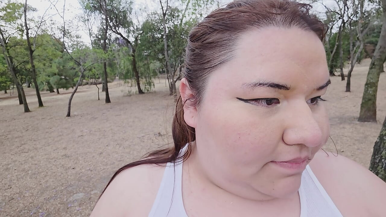(censored - cut - No People Around) I love walking around in public with cum on my face and showing off my huge ass