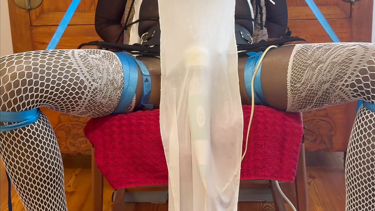 Nylon Toy Doll Chairtied and Milked by MagicWand