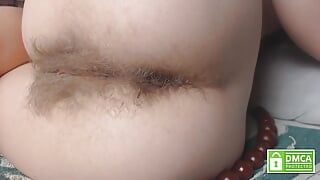 Close up playing with different. Pushing out anal beads without hands from sexy hairy asshole