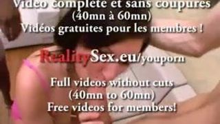 French girl big boops with 2 guys !! French amateur