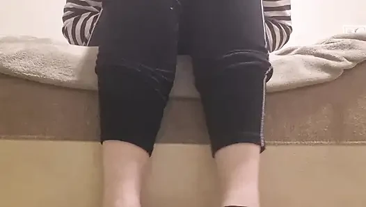 The girl makes you lick your feet and shoes. Sweet femdom