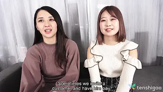 Azgın lounge kızları, mio yoshikawa ve asuka suzumura lezbiyen şovunda