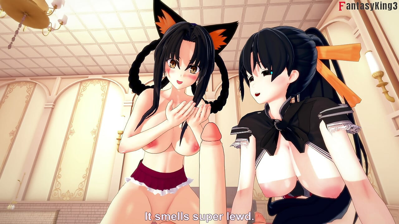 Akeno ve Kuroka Irina'nın onun için yarak emmesine yardım ediyor - hs dxd ntr çılgınlığı bölüm 14 - patreon'da tam film: fantasyking3