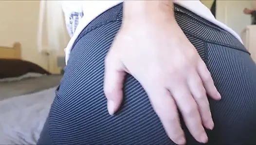 Anal Play & Ass Spreading with Close up Bum Winking with Yoga Pants Pulled Down
