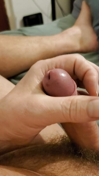 Foreskin teasing wanking till my spunk flys out